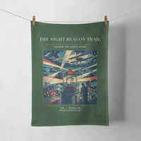 Thumbnail for VINTAGE G4016 - The Night Beacon Trail - Designed Towels design on darkgreen
