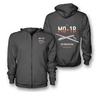 Thumbnail for MQ-1B Predator design on dark gray premium zipped hoodie, double-side print