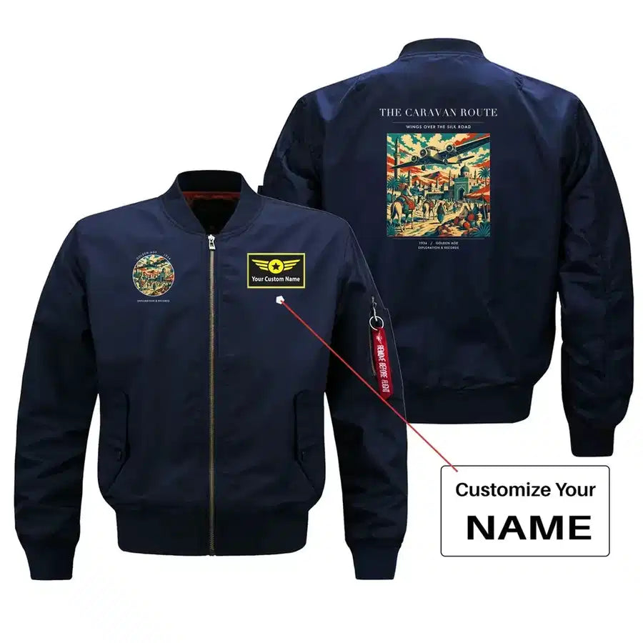 VINTAGE G4040 - The Caravan Route - Bomber Jacket design on blue+name