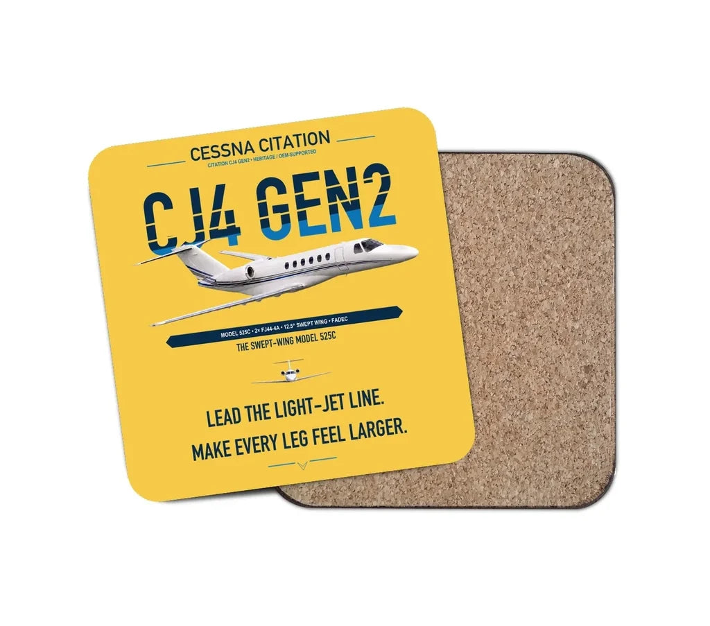 Cessna Citation CJ4 Gen2 design on yellow 1 piece coaster