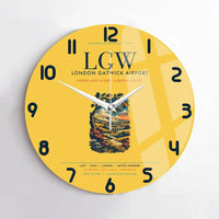 Thumbnail for London Gatwick Airport (LGW) design on yellow no frame wall clock