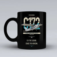 Thumbnail for Cessna 172 Skyhawk design on black ceramic mug, double-side print