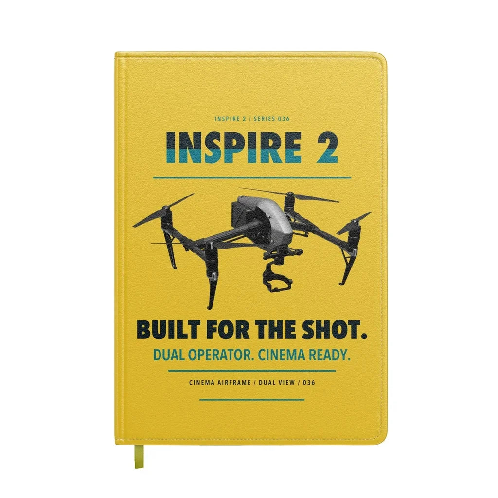 DJI Inspire 2 design on yellow notebook