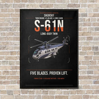 Thumbnail for Sikorsky S-61N vertical canvas print - framed - black background