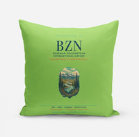 Thumbnail for Bozeman Yellowstone International Airport (BZN) design on light green pillow