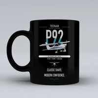 Thumbnail for Tecnam P92 Echo MkII design on black ceramic mug, double-side print