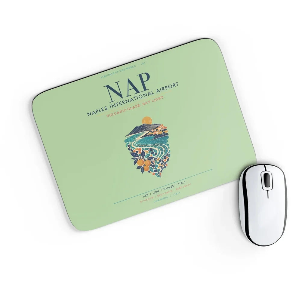Naples International Airport (NAP) design on light green rectangle mouse pad