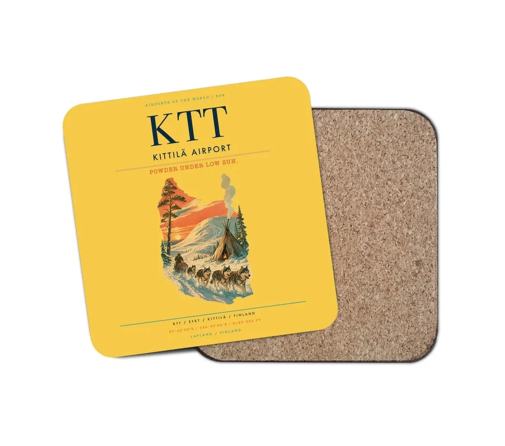 Kittilä Airport (KTT) design on yellow 1 piece coaster