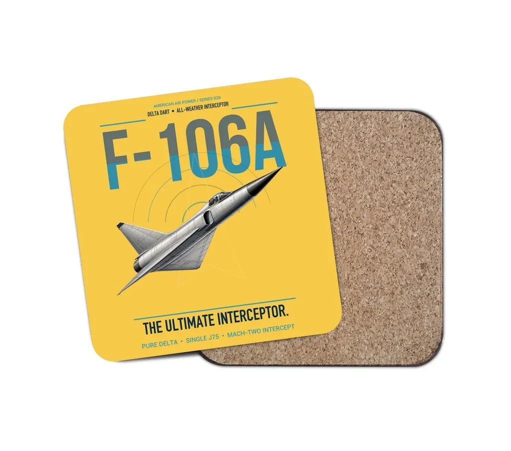 F-106A Delta Dart design on yellow 1 piece coaster