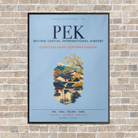 Thumbnail for Beijing Capital International Airport PEK vertical canvas print - framed - light blue background