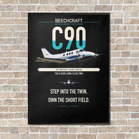 Thumbnail for Beechcraft King Air C90 vertical canvas print - framed - black background
