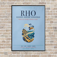 Thumbnail for Rhodes Airport Diagoras RHO vertical canvas print - framed - light blue background