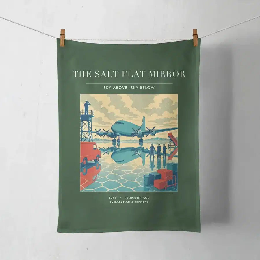 VINTAGE G4333 - The Salt Flat Mirror - Designed Towels design on darkgreen