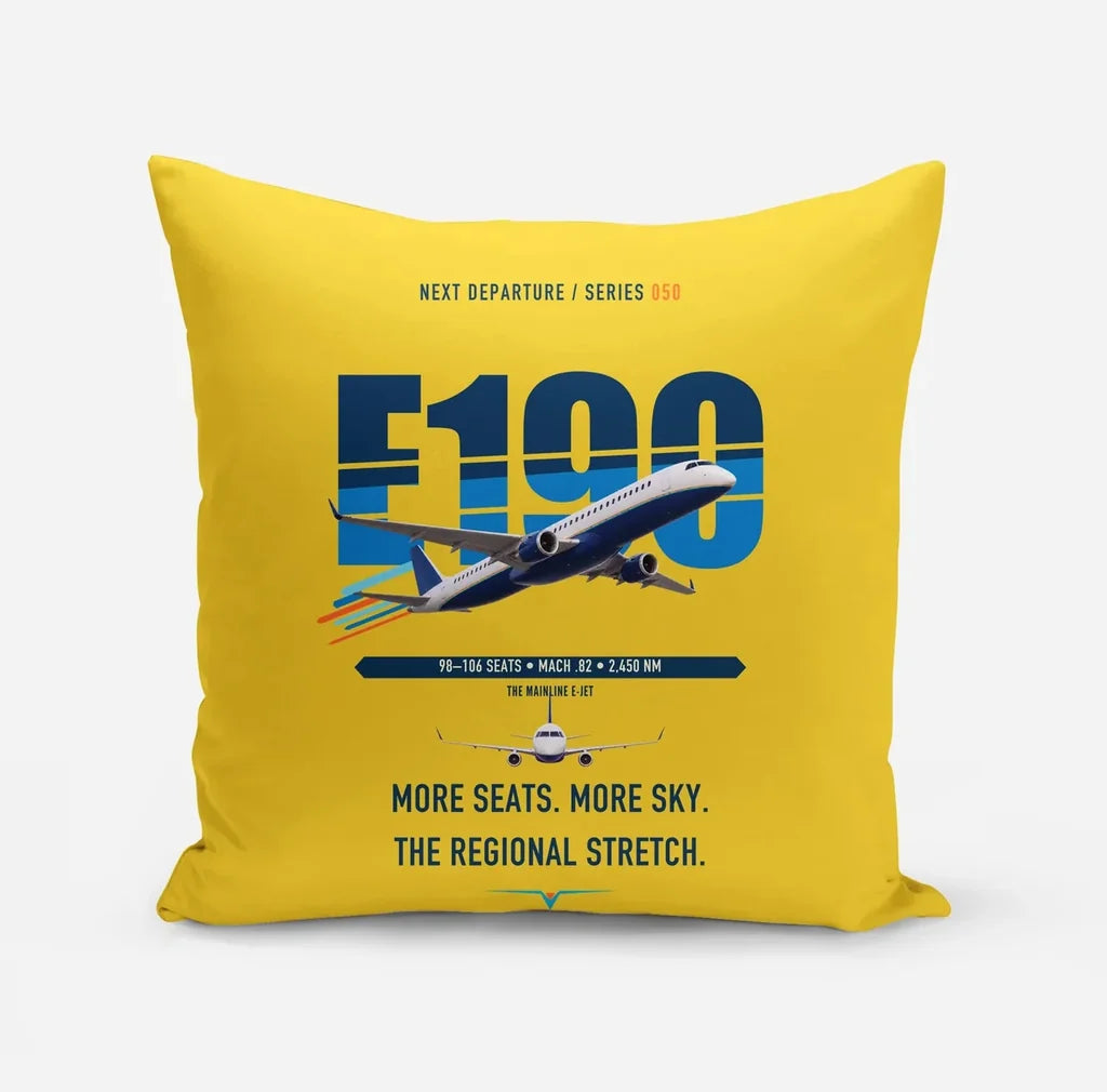 Embraer E190 design on yellow pillow