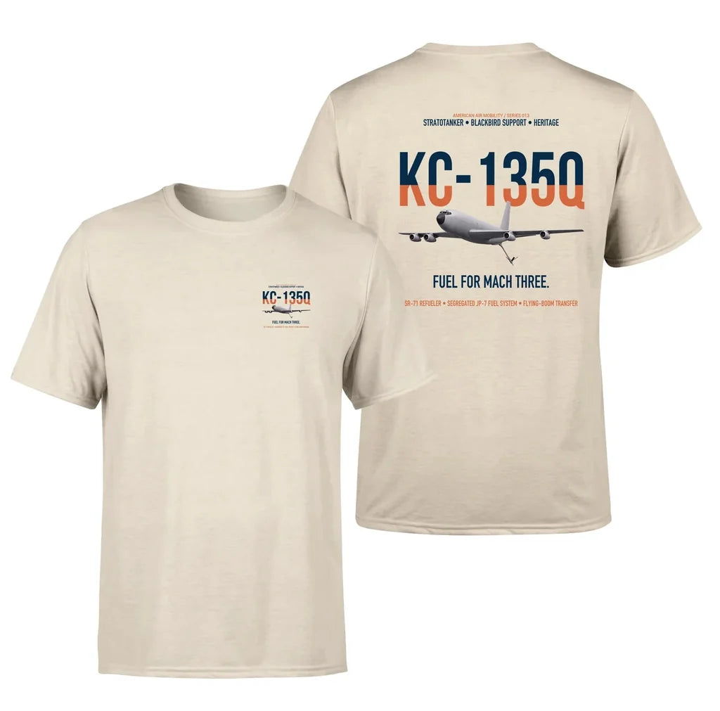 KC-135Q Blackbird Tanker design on beige double-side t-shirt, double-side print