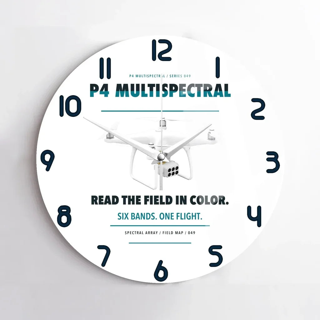DJI P4 Multispectral design on white no frame wall clock