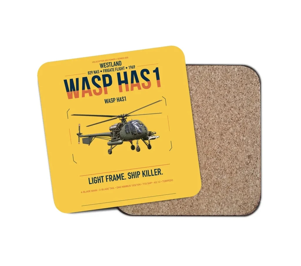 Westland Wasp HAS1 design on yellow 1 piece coaster