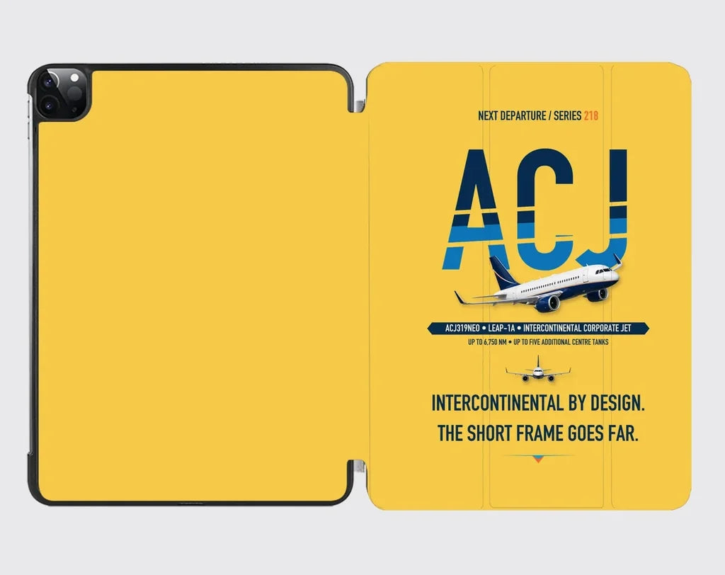 Airbus ACJ319neo design on yellow ipad tablet case