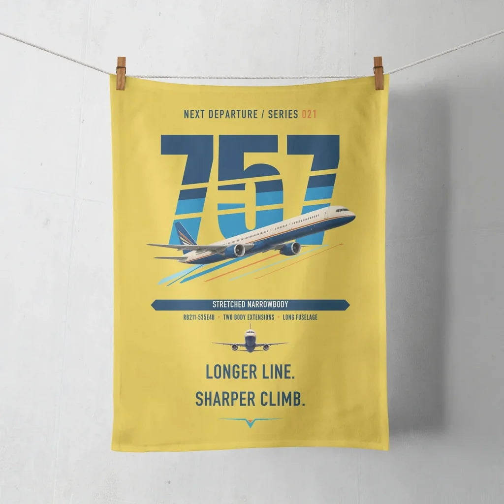 Boeing 757-300 design on yellow towel