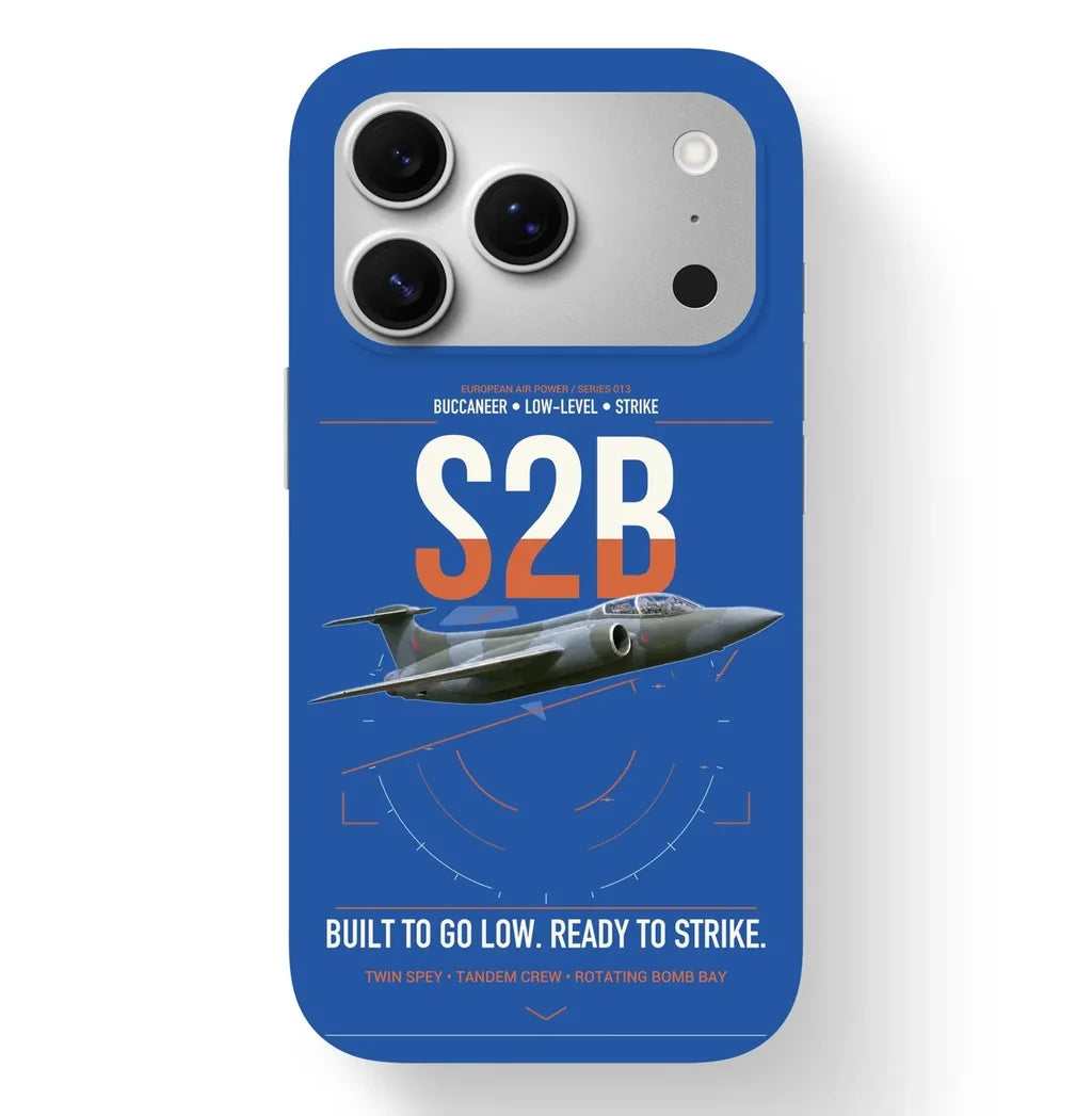 Blackburn Buccaneer S2B design on blue magsafe iphone case, for iPhone 17 Pro