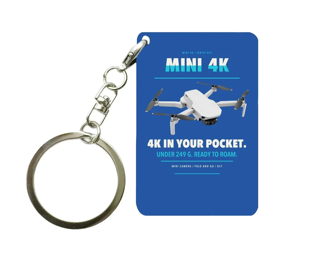 DJI Mini 4K Key Chain design on blue key chain