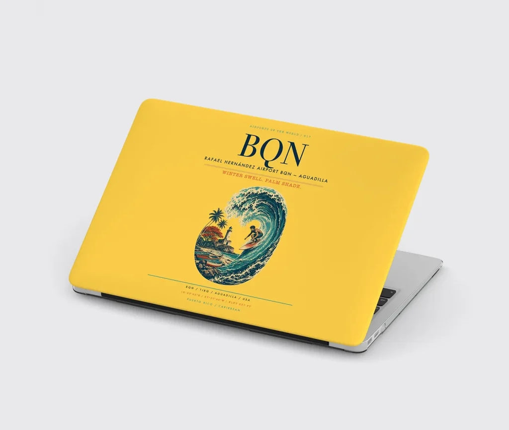 Rafael Hernández Airport (BQN) design on yellow MacBook case