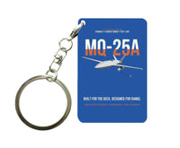 Thumbnail for MQ-25A STINGRAY design on blue designed key chain, double-side print