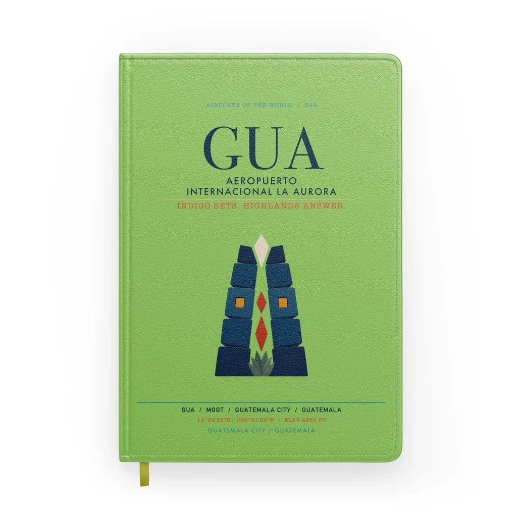 Aeropuerto Internacional La Aurora (GUA) design on light green notebook