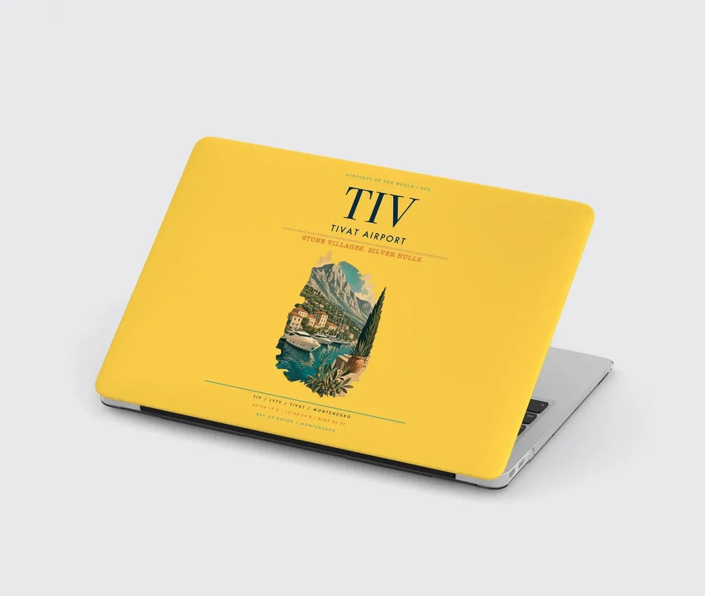 Tivat Airport (TIV) design on yellow MacBook case