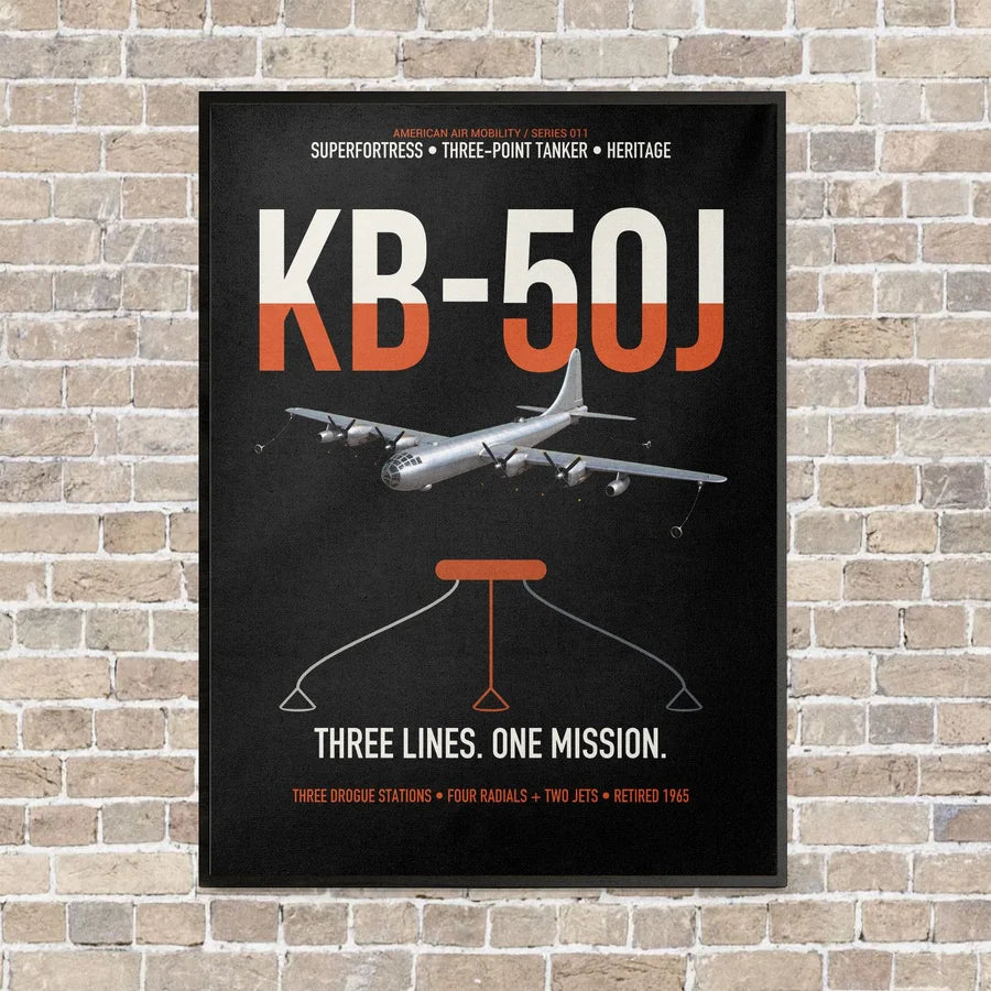 KB-50J Superfortress vertical canvas print - framed - black background