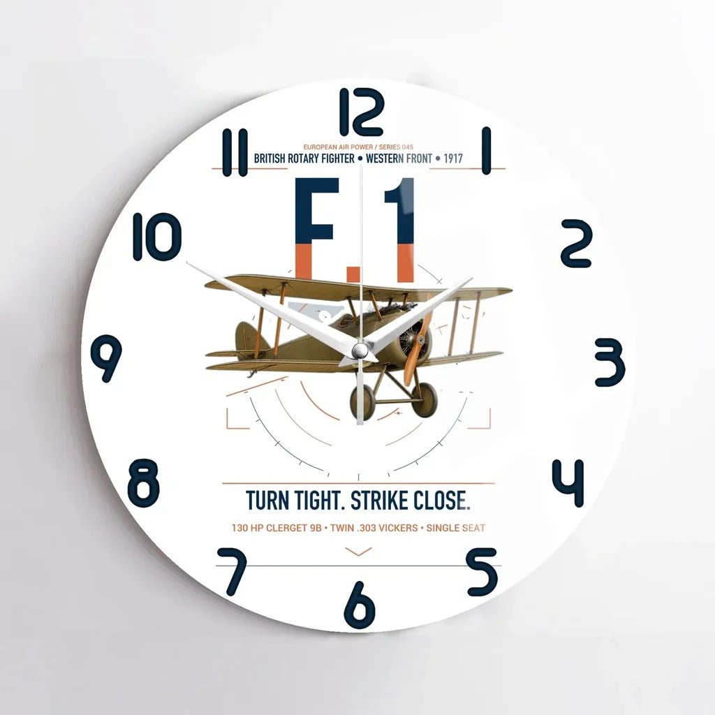 Sopwith Camel F.1 design on white no frame wall clock
