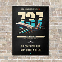 Thumbnail for Boeing 737-300 Classic vertical canvas print - framed - black background