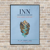 Thumbnail for Innsbruck Airport INN vertical canvas print - framed - light blue background