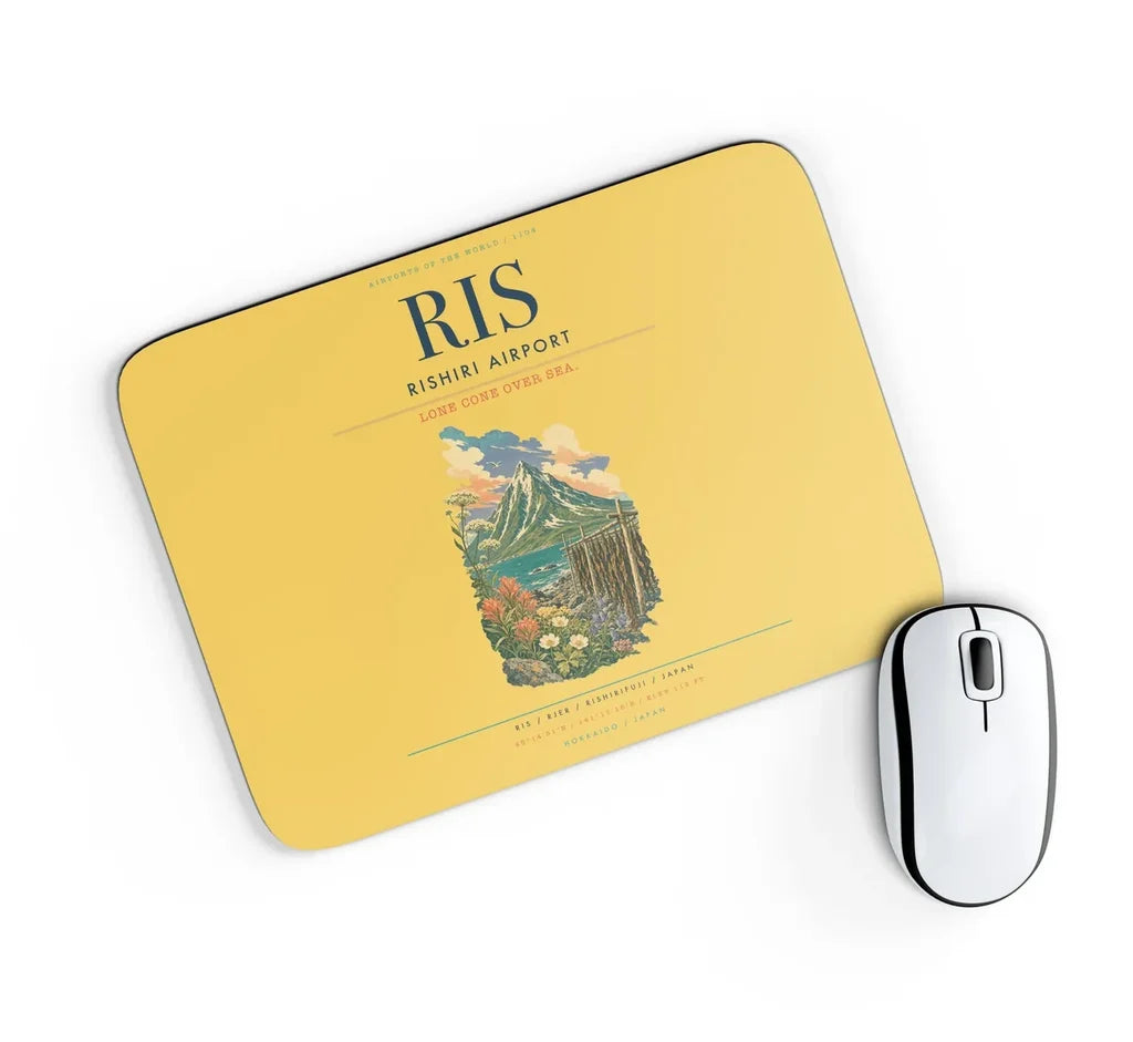 Rishiri Airport (RIS) design on yellow rectangle mouse pad