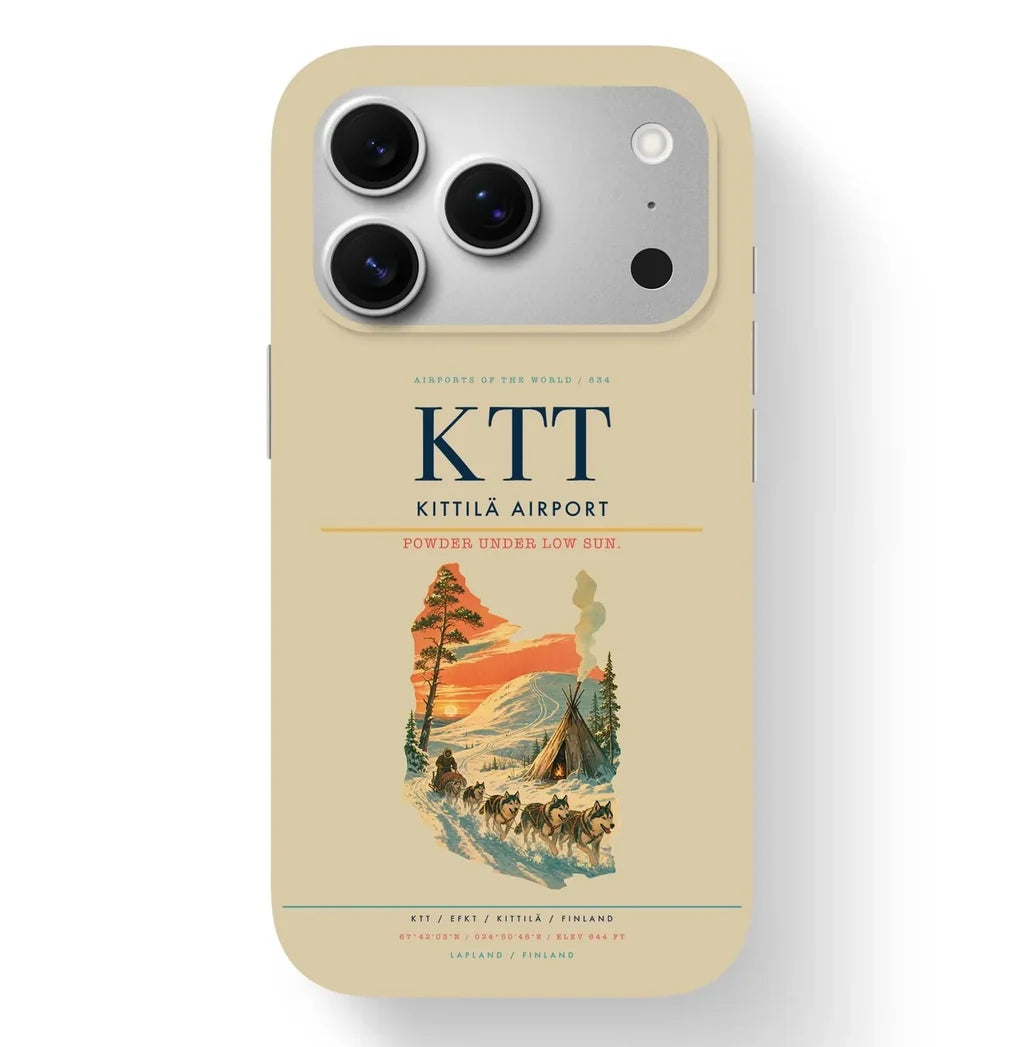 Kittilä Airport (KTT) design on beige iPhone 17 Pro MagSafe case