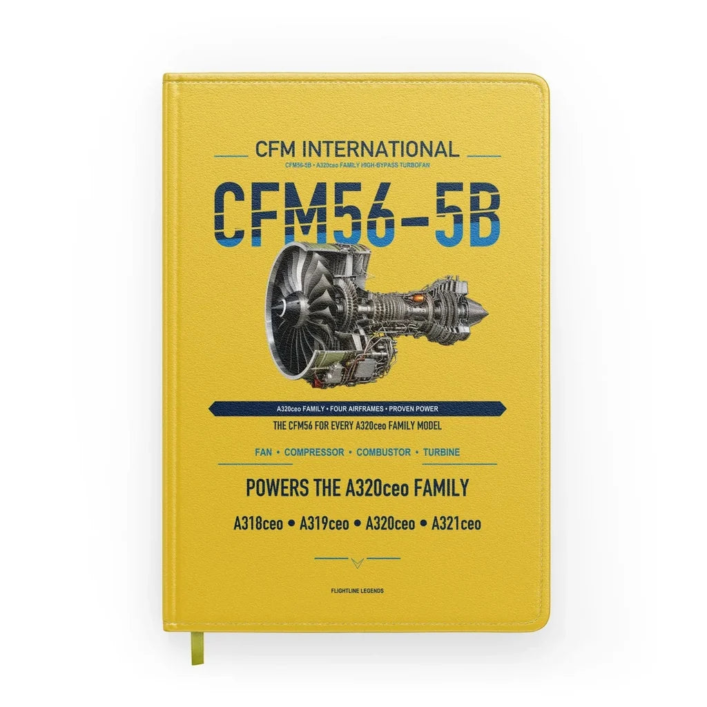 CFM56-5B design on yellow notebook
