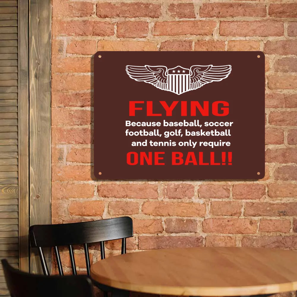 Flying One Ball Printed Metal Sign - view 3
