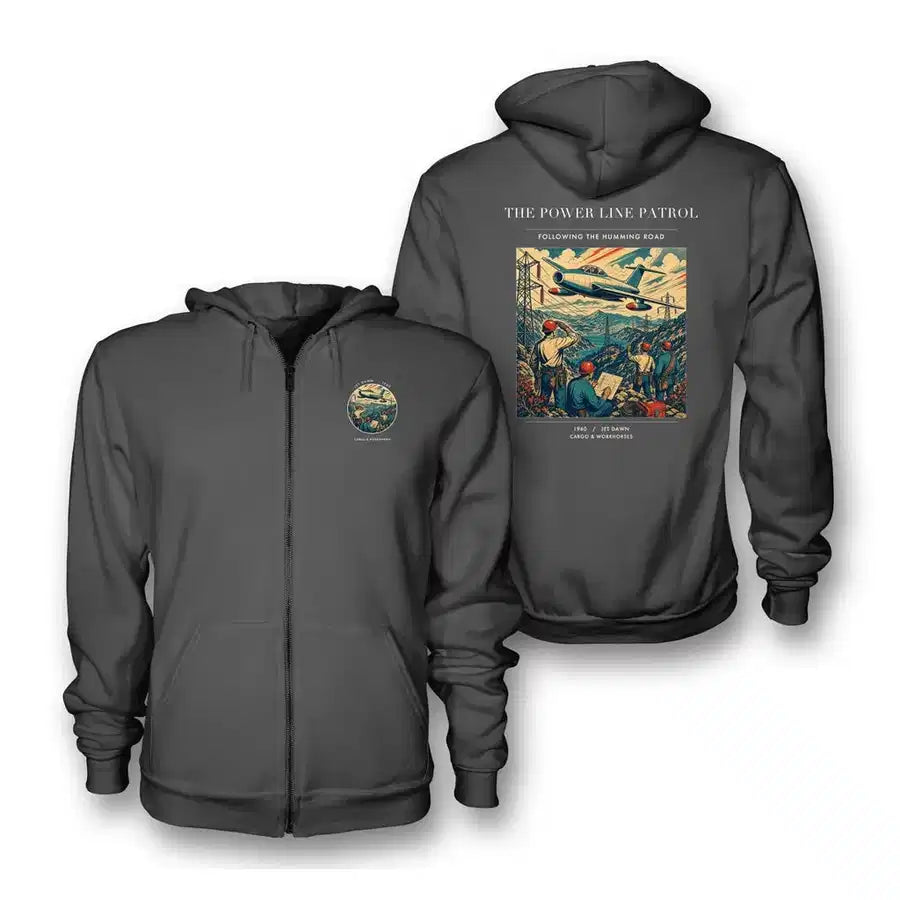 VINTAGE G4484 - The Power Line Patrol - Premium Zipped Hoodie design on darkgray