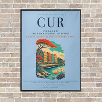 Thumbnail for Curaçao International Airport CUR vertical canvas print - framed - light blue background