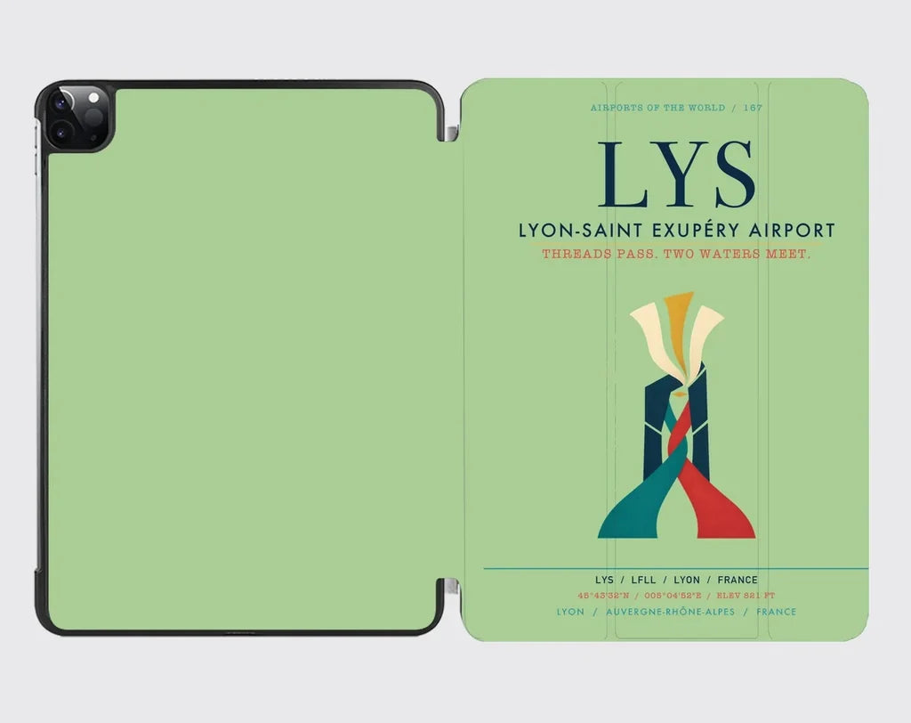 Lyon-Saint Exupéry Airport (LYS) design on light green ipad tablet case