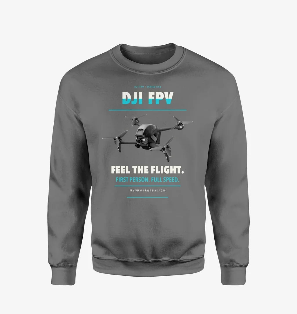 DJI FPV design on gray sweatshirt