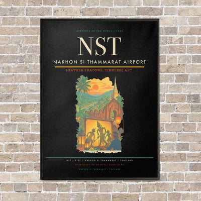 Nakhon Si Thammarat Airport NST vertical canvas print - framed - black background