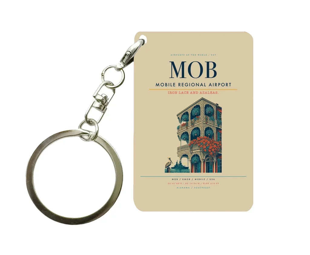 Mobile Regional Airport (MOB) design on beige key chain