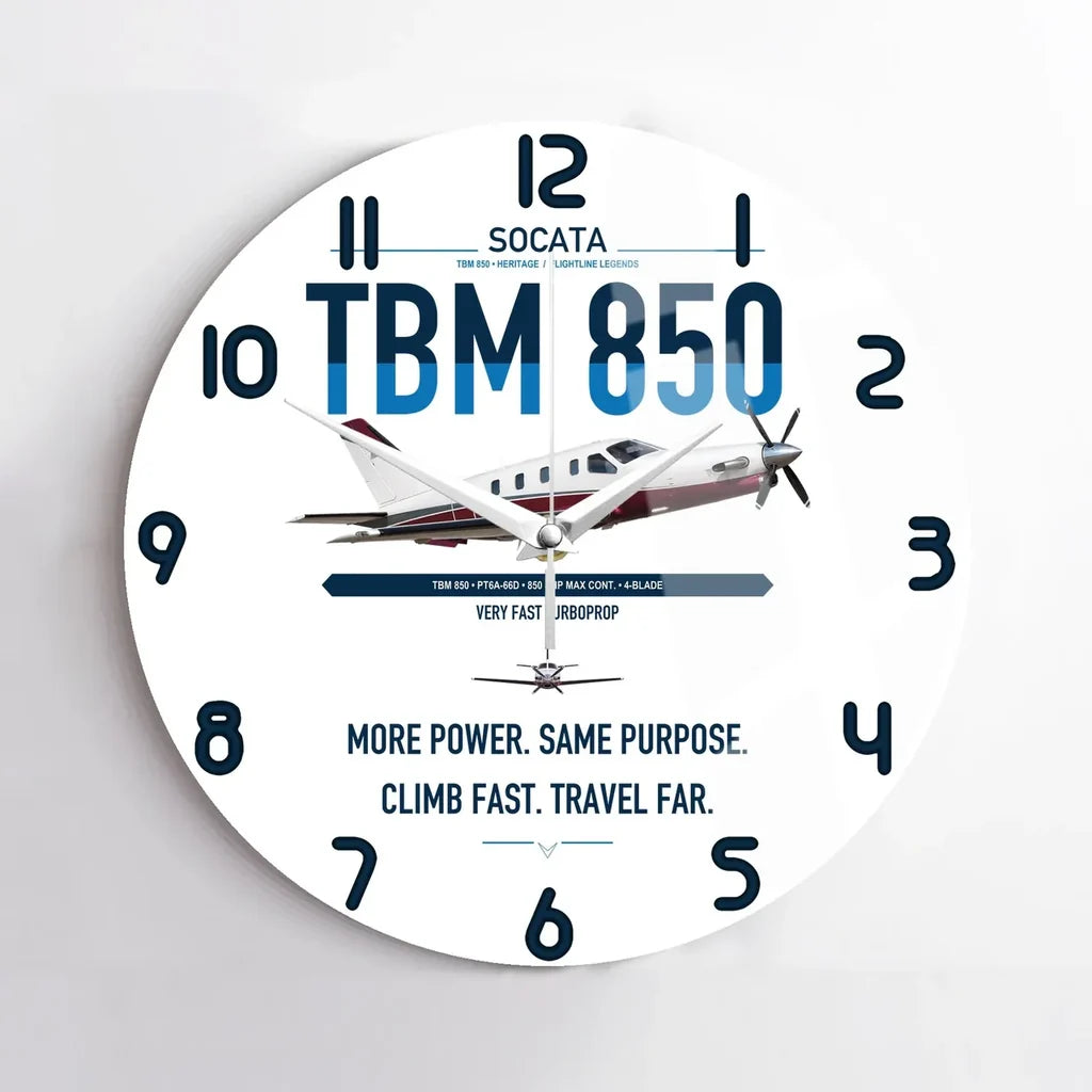Socata TBM 850 design on white no frame wall clock