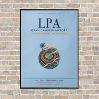Thumbnail for Gran Canaria Airport LPA vertical canvas print - framed - light blue background