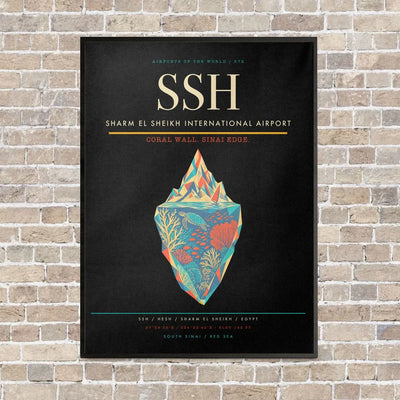 Sharm El Sheikh International Airport SSH vertical canvas print - framed - black background