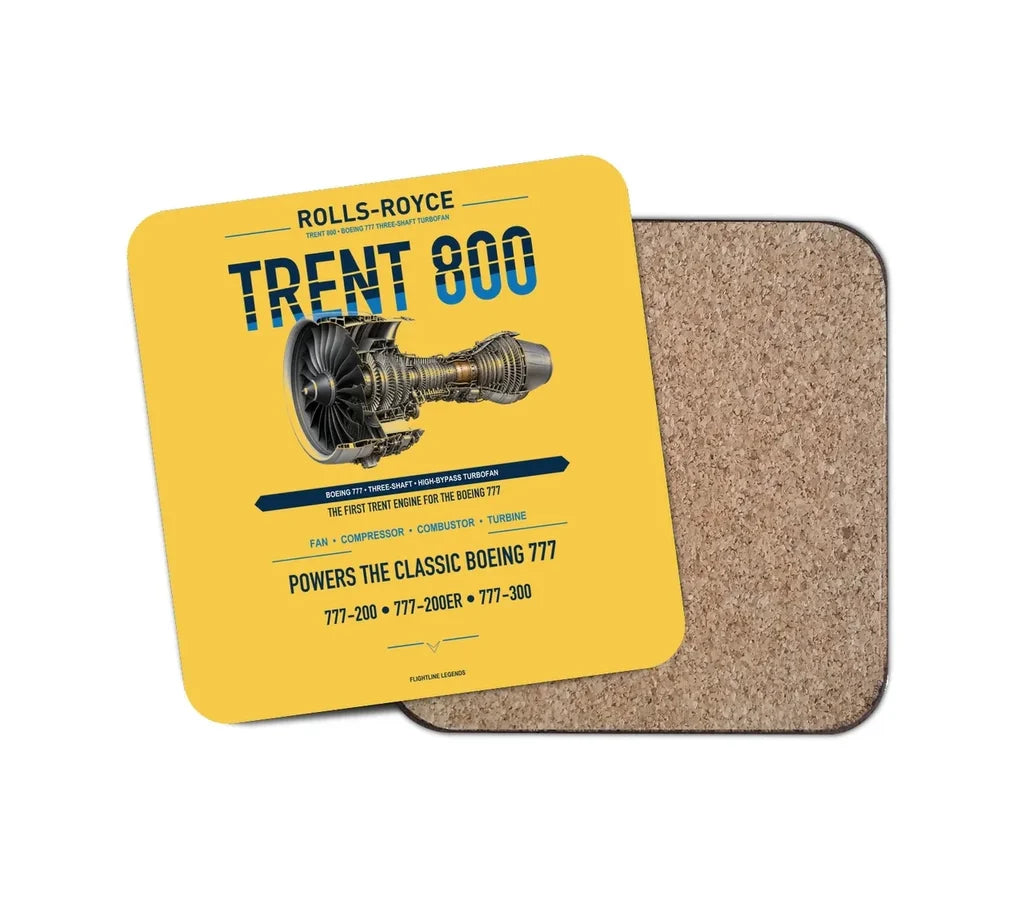 TRENT 800 design on yellow 1 piece coaster