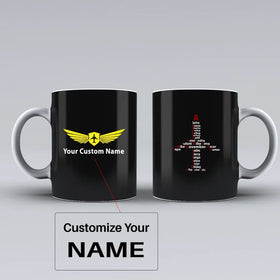 Airplane Shape Aviation Alphabet Ceramic White Mugs