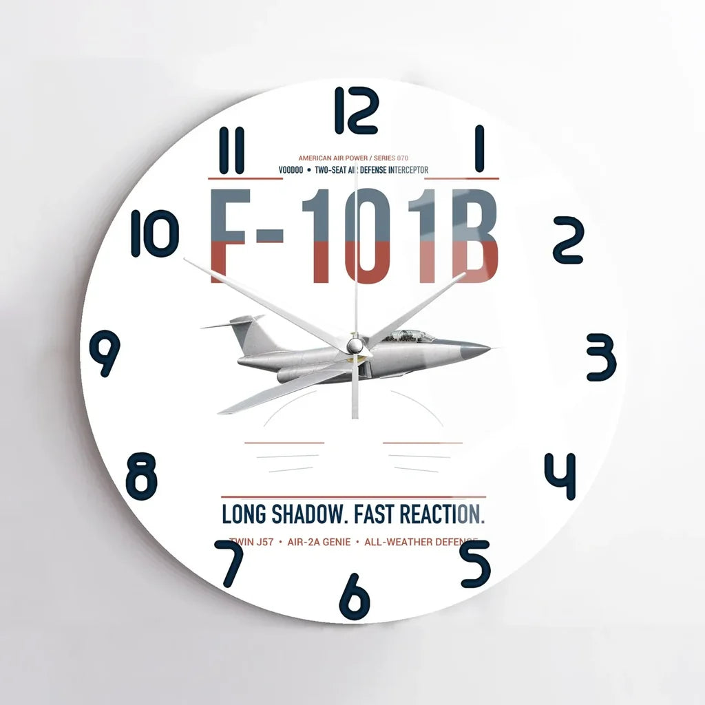 F-101B Voodoo design on white no frame wall clock