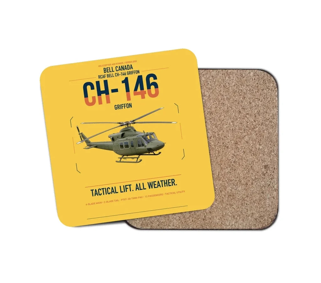 Bell Canada CH-146 Griffon design on yellow 1 piece coaster